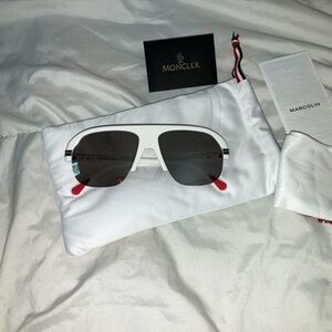 Moncler White and Red Designer Sunglasses